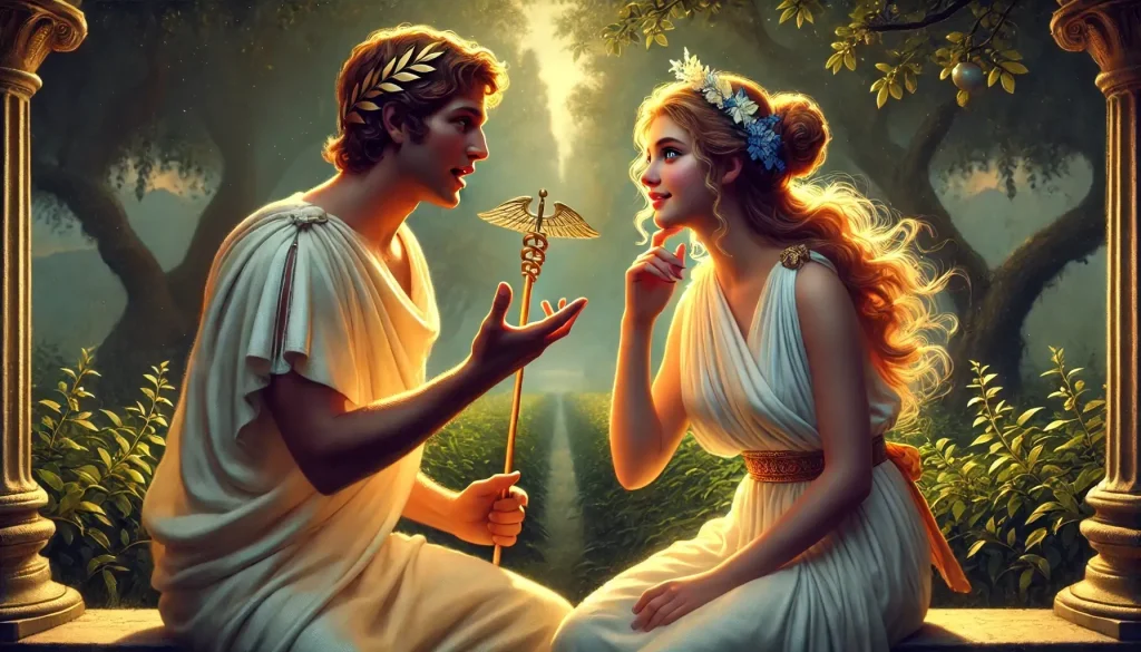 Medusa charlando con Hermes