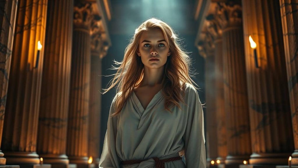 Medusa busca ayuda en el templo de Atenea